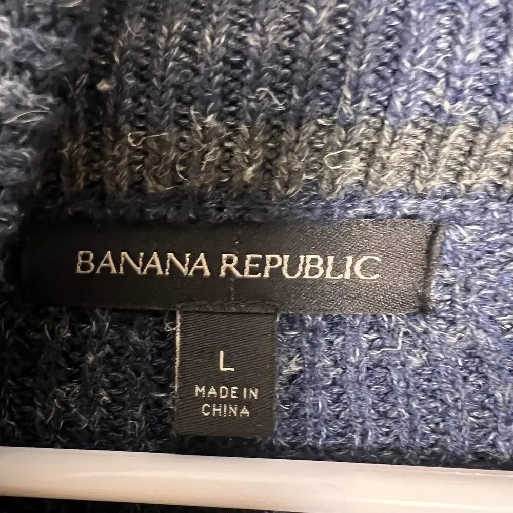 Banana Republic Men's Wool Linen Waffle Knit Sweater Blue Sz L casual office